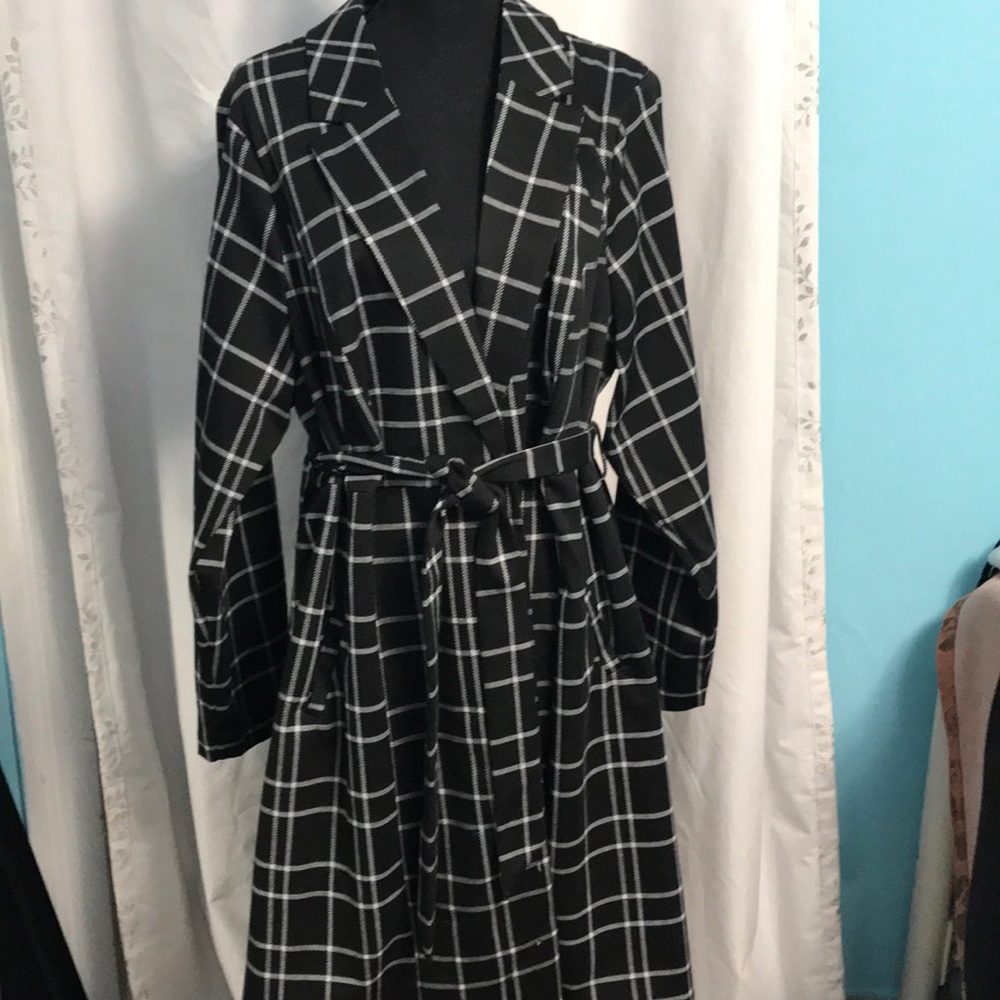 Torrid black plaid knee length jacket